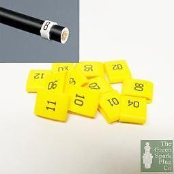 1x 7mm Cable Plug Lead Numbers - Markers 1 to 12 - Yellow