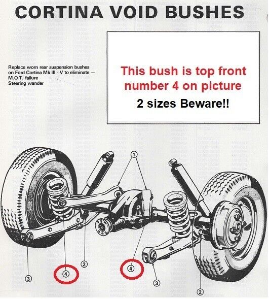 FORD CORTINA Mk4 Mk5(1977-82)REAR AXLE SUSPENSION, FRONT TOP BUSHES(PAIR)-EM1492