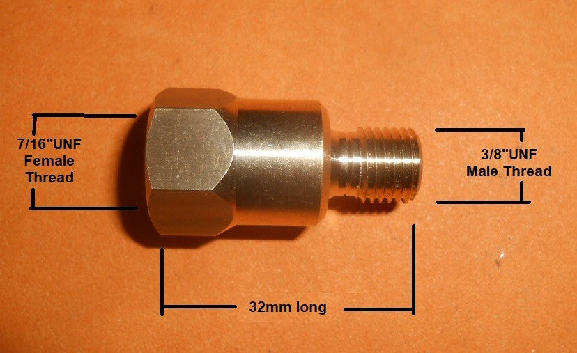3/8" UNF male to 7/16" UNF female Brass brake or clutch pipe adapter