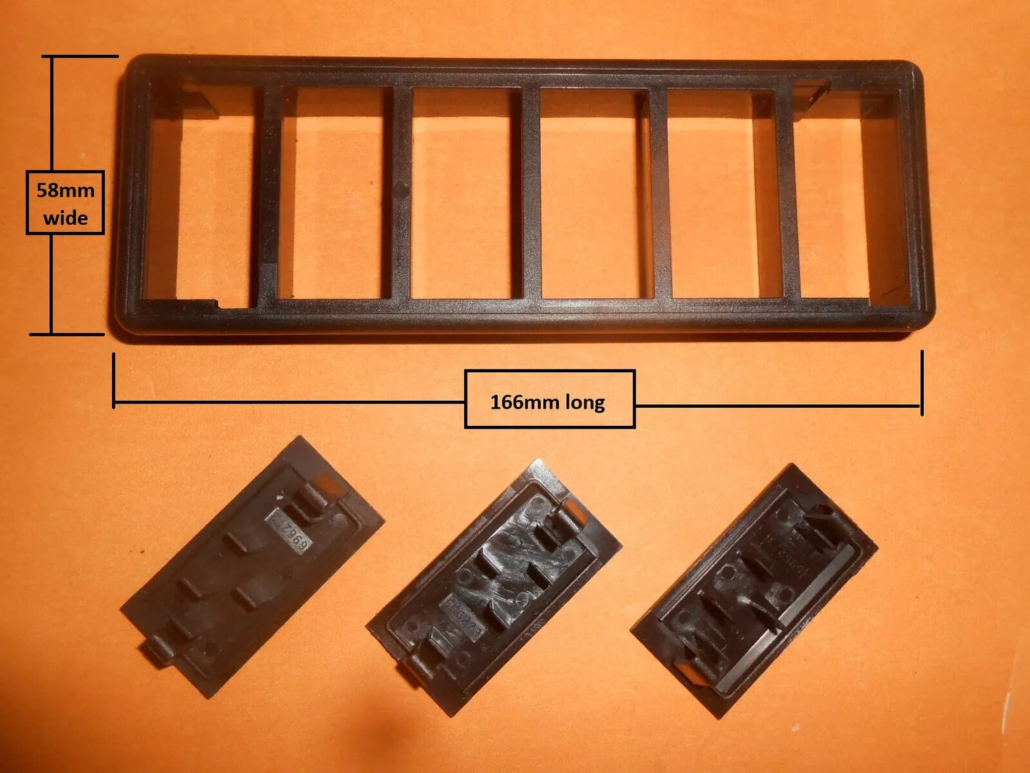 LUCAS ROCKER SWITCH Mounting Frame for 6 switches + 3 blanking inserts 166 x 58