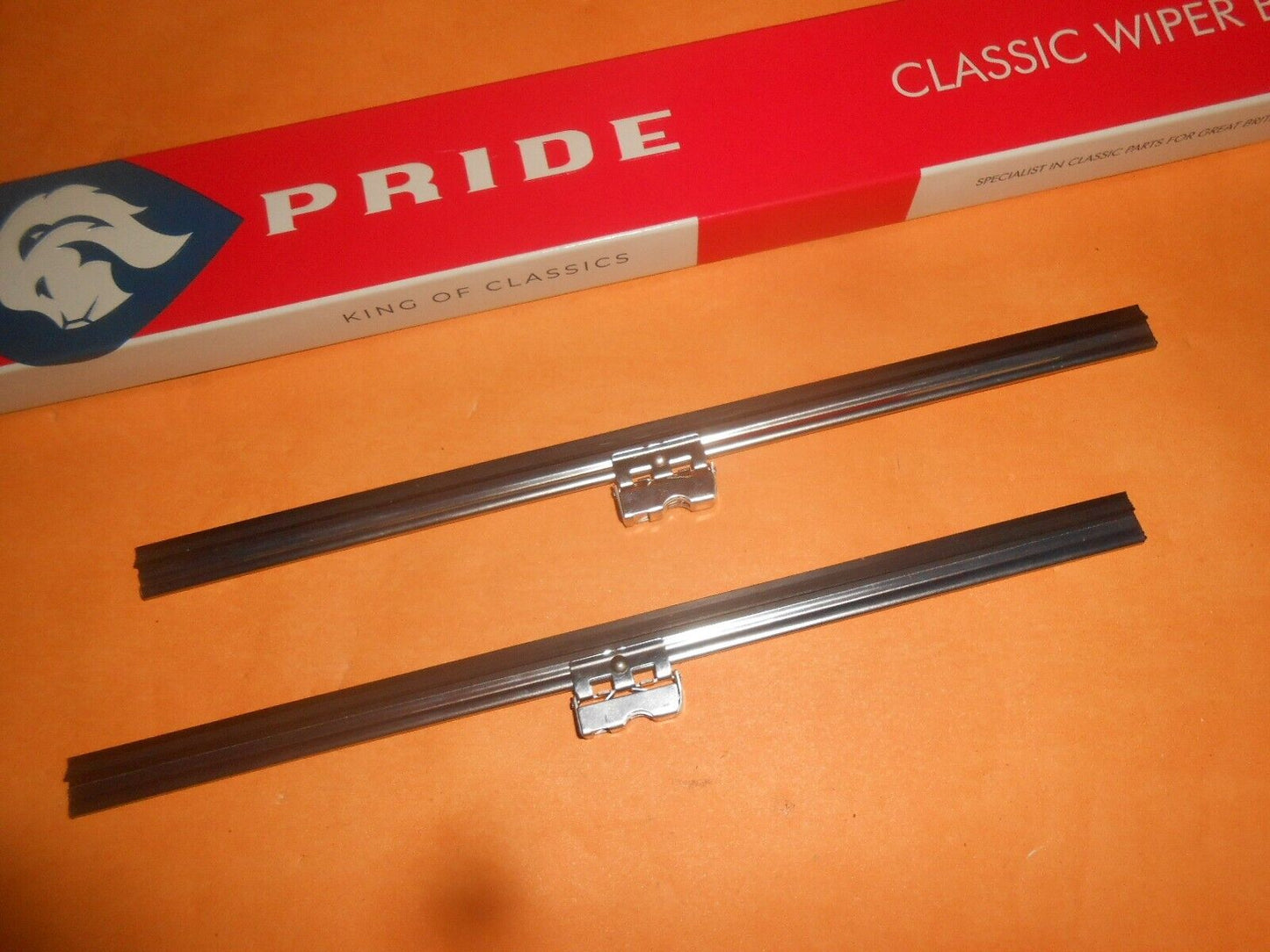 LAND ROVER SERIES 1-2A STAINLESS STEEL 10" long FLAT WIPER BLADES. SPOON FIT