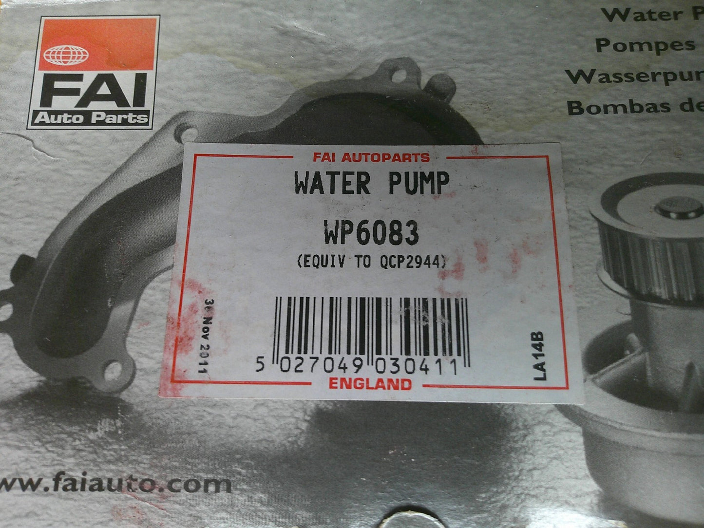 ROVER 400 II 418D TD(1991-1998) LDV PILOT 1.9D(96-)NEW ENGINE WATER PUMP-QCP2944