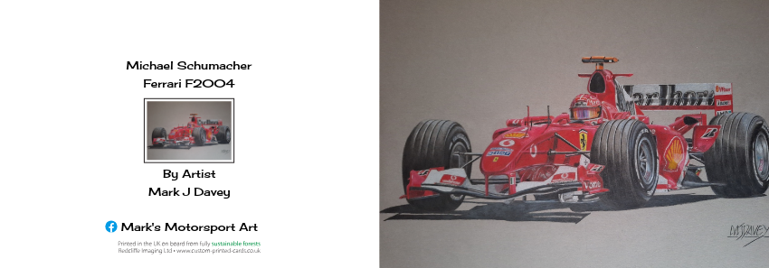Michael Schumacher in the mighty Ferrari F2004 - Pack of 10 Christmas Cards