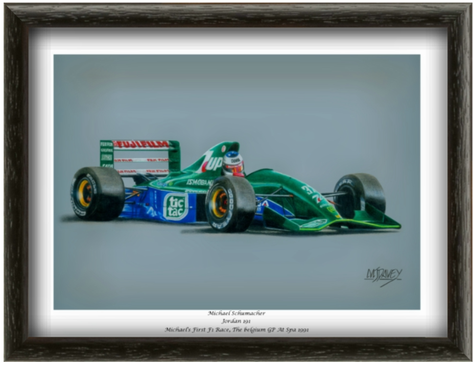 Michael Schumacher in the 1991 Jordan 191 - Limited Edition Giclee Print