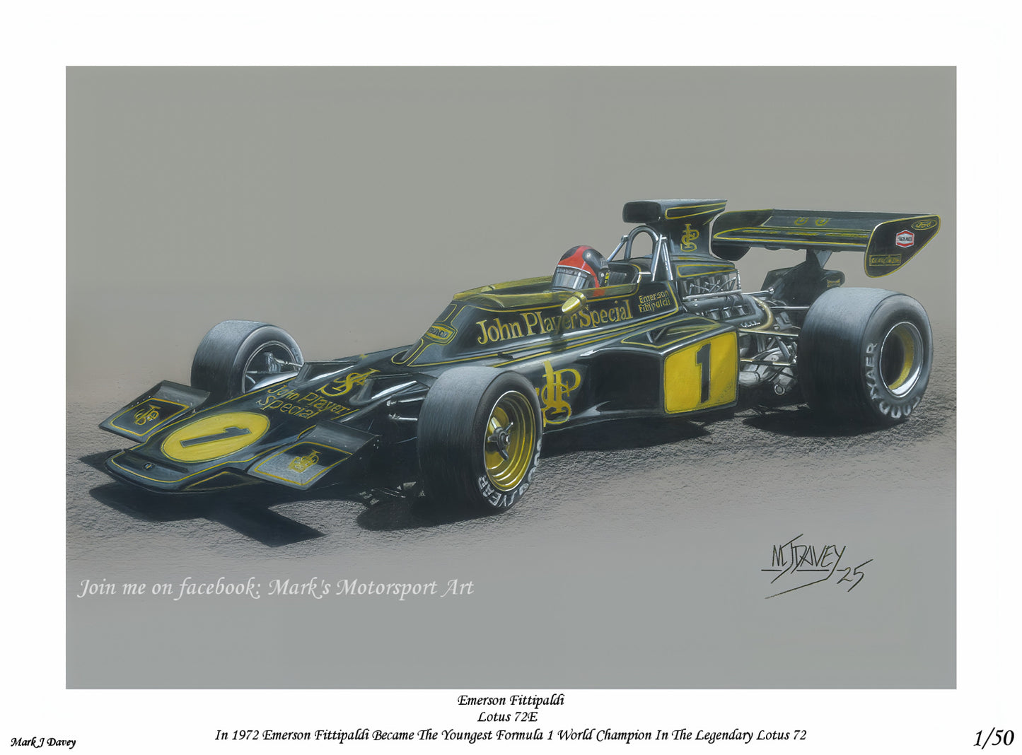Emerson Fittipaldi in the 1972 Lotus 72E - Limited Edition Giclee Print