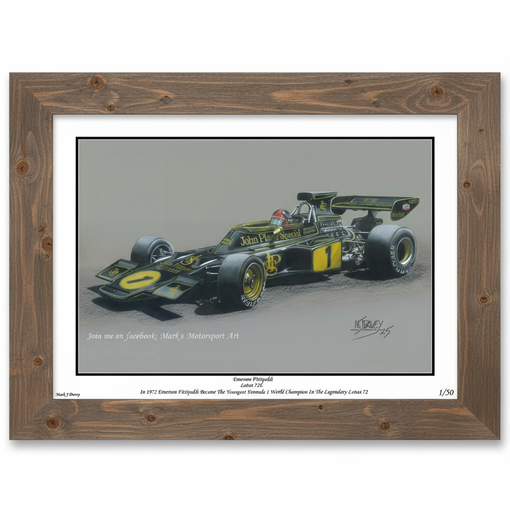 Emerson Fittipaldi in the 1972 Lotus 72E - Limited Edition Giclee Print