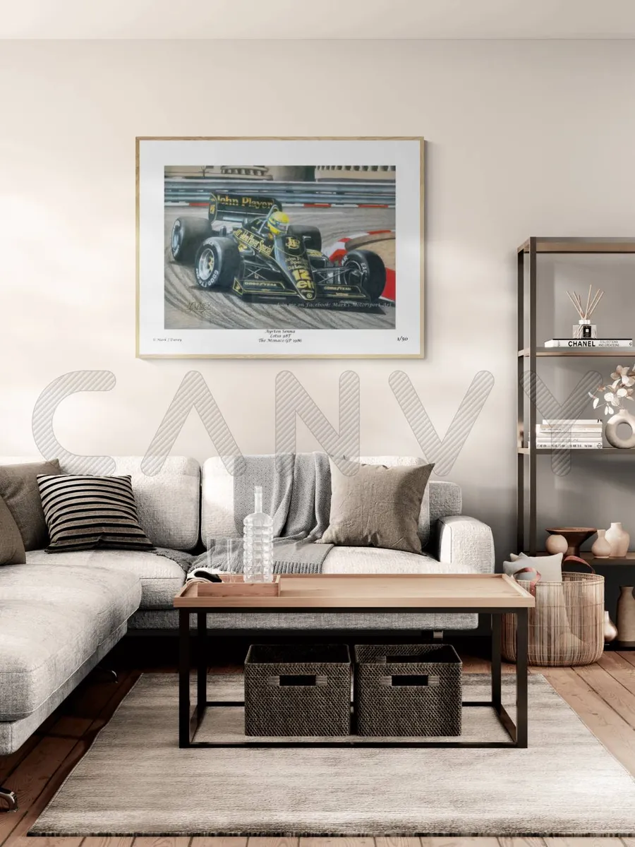 Ayrton Senna in the 1986 Lotus 98T at the 1986 Monaco GP 1986 - Limited Edtition Giclee Print
