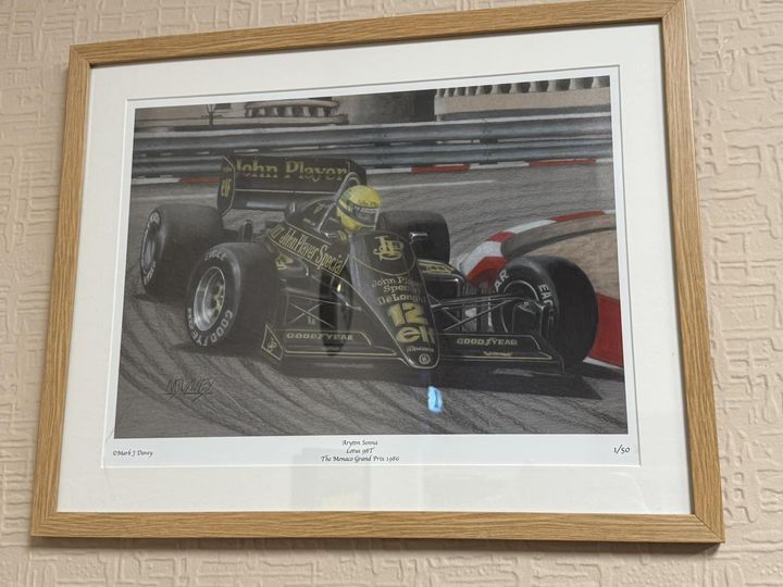 Ayrton Senna in the 1986 Lotus 98T at the 1986 Monaco GP 1986 - Limited Edtition Giclee Print - Vroom Classics