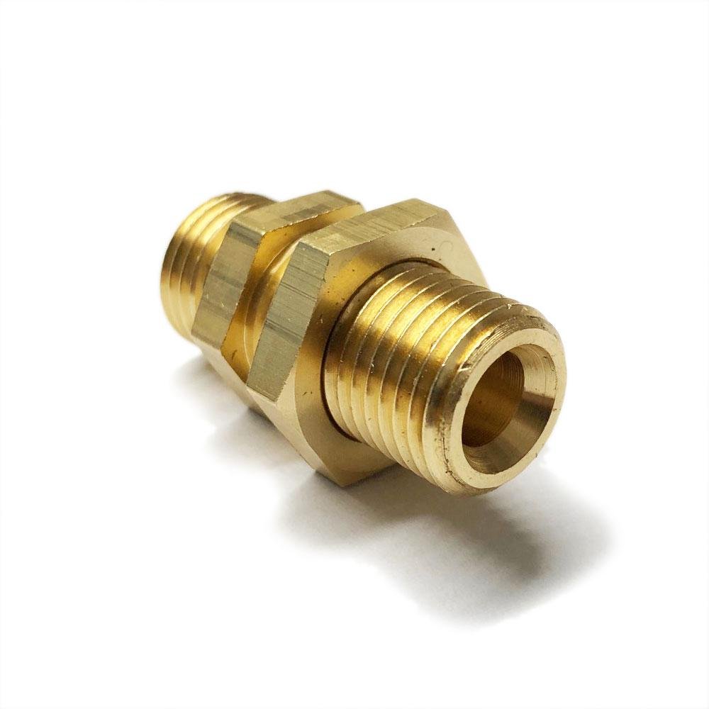 Brass Equal Bulkhead Coupling 1/4" O/D - 1/4" BSP - Petrol Fuel Pipe - Vroom Classics