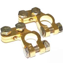 Car Battery Terminals Clamps Pair Screw Connection Positive & Negative Angled - Vroom Classics