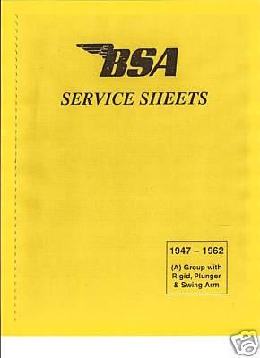 GS00702 - SERVICE SHEET For Triumph 500,600,A7,A10,Rigid Plunger + swinging arm - Vroom Classics