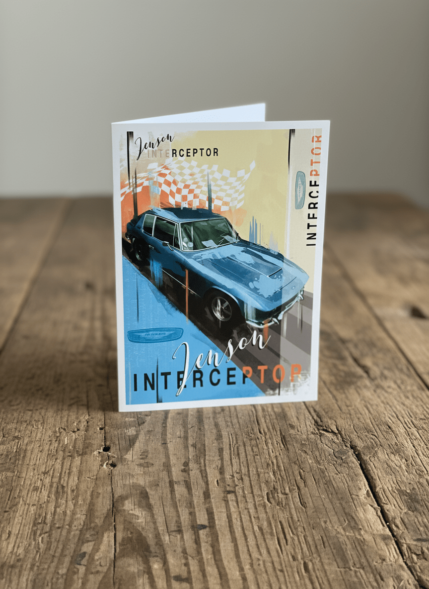 Jensen Interceptor Pop Art Greeting Cards - Vroom Classics