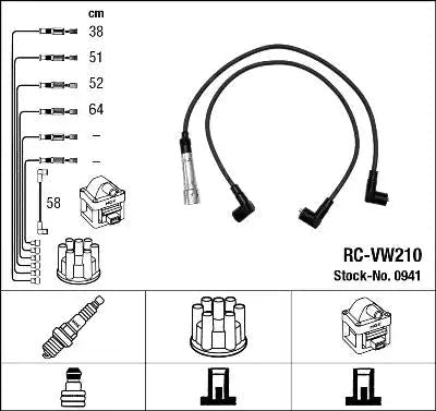 NGK / NTK Ignition Lead Set Copper Core RC - VW210 5 Circuit - Vroom Classics