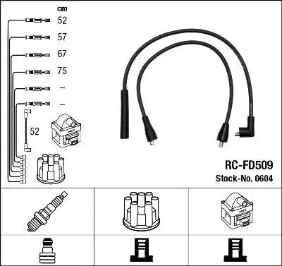 NGK / NTK Ignition Lead Set Inductive Resistor RC - FD509 5 Circuit - Vroom Classics