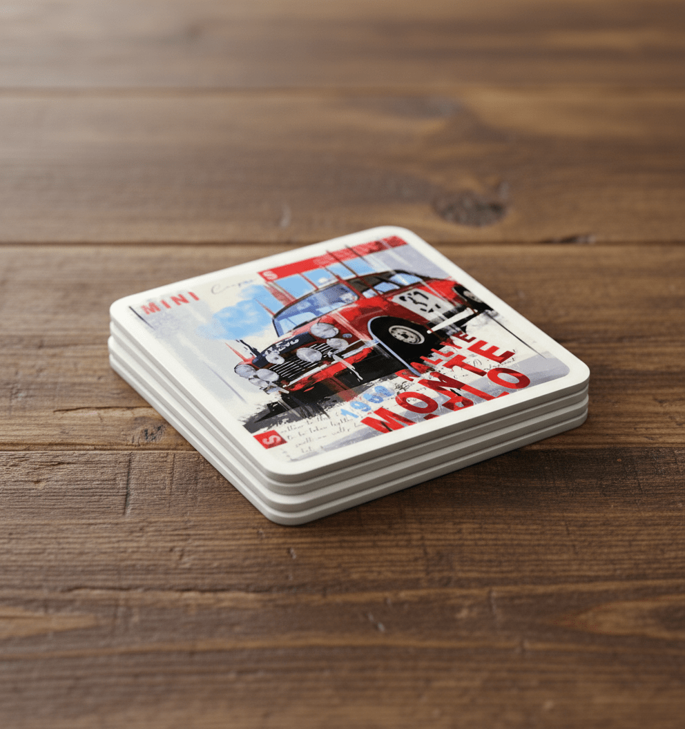 Paddy Hopkirk’s Goliath - Slaying Mini Pop Art Coasters - Vroom Classics