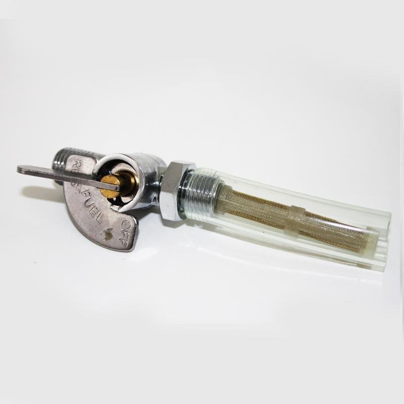 Petrol Tap Universal Chrome Flat lever On Off 1/4'' x 1/4'' OEM 60 - 4511 - Vroom Classics
