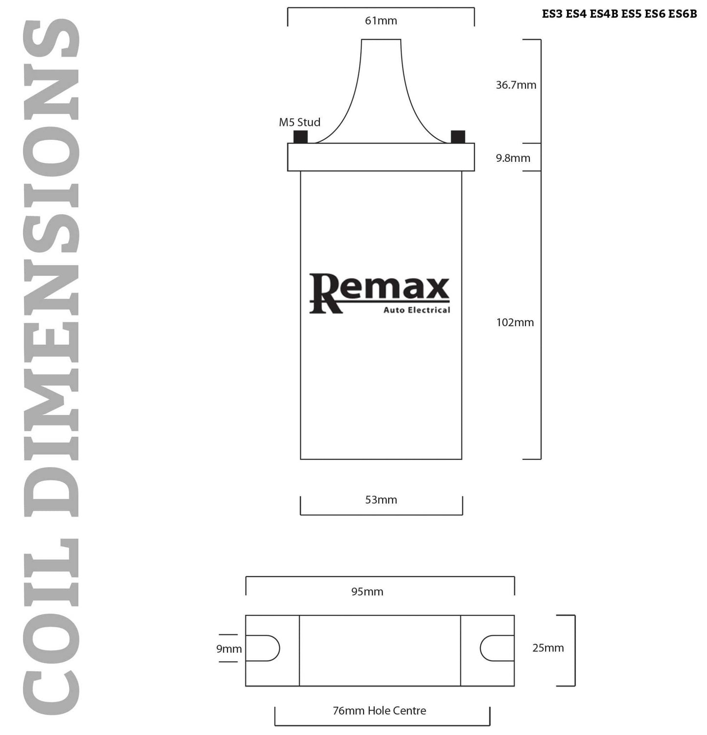 Remax ES6 Ignition 6V Coil PushIn MADE IN ENGLAND - Vroom Classics