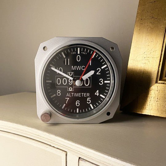 Small Altimeter Desk Clock Silver - Vroom Classics