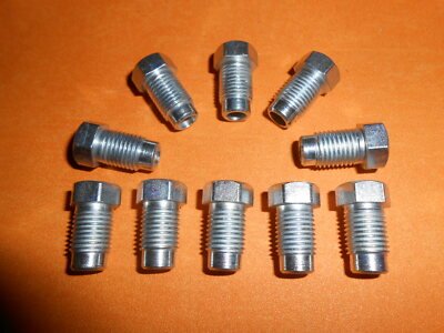 10 x 3/8" UNF 24Tpi Long Shoulder Imperial Brake Pipe Fittings Unions 3/16" Pipe - Vroom Classics