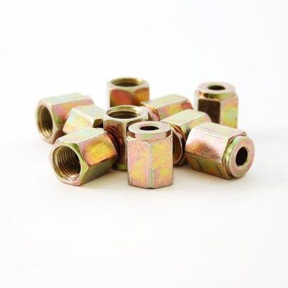 10 x Steel Female Brake Pipe Tube Tubing Nut For 3/16 Pipe 10mm x 1mm Thread - Vroom Classics