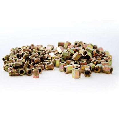 100 x Steel Short Male Brake Pipe Tube Nut 100 x Female Pipe Nut 10mm x 1mm 3/16 - Vroom Classics