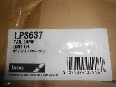 VAUXHALL ZAFIRA Mk1 (1999-2003) PASSENGER N/S REAR LIGHT UNIT - boxed LUCAS OEM