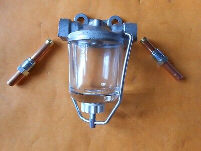 CLASSIC CAR(AC DELCO TYPE)GLASS BOWL FUEL FILTER+pipe fixing kit(Left to Right)