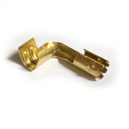 1x HT Brass push in terminal for distributor coil - 7mm 8mm Right Angle Crimp Ty - Vroom Classics