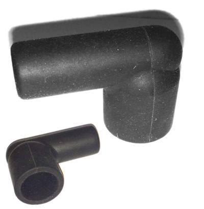1x HT Silicone PVC insulators for distributor coil - 7mm 8mm Right Angle Black - Vroom Classics
