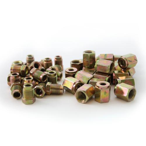 25 x Steel Short Male Brake Pipe Tube Tubing Nut 25 x Female Pipe Nut 10mm x 1mm - Vroom Classics