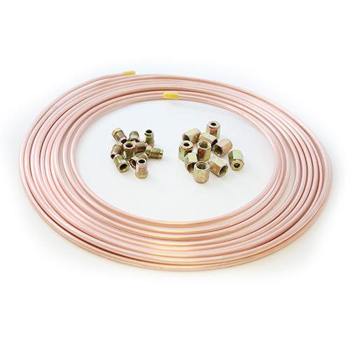 25ft Brake Copper Pipe Tube 3/16 OD + 10 short male nut + 10 female nut - Vroom Classics