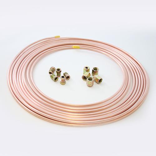 25ft Brake Copper Pipe Tube 3/16 OD x 0.131 ID + 5 short male + 5 female nuts - Vroom Classics