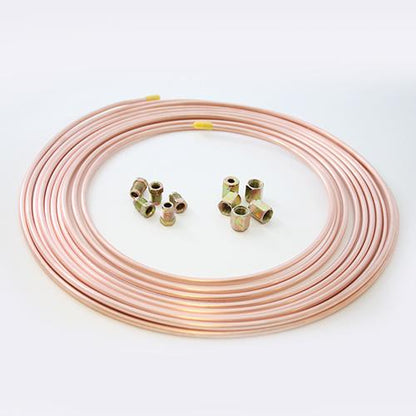 25ft Brake Copper Pipe Tube 3/16 OD x 0.131 ID + 5 short male + 5 female nuts - Vroom Classics
