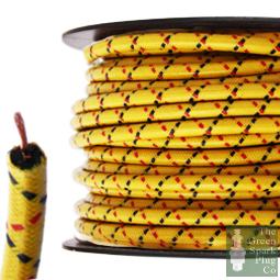30 Meter Roll 7mm HT Ignition Lead Cable - Gloss YBRF Wire Core Cotton Braided - Vroom Classics
