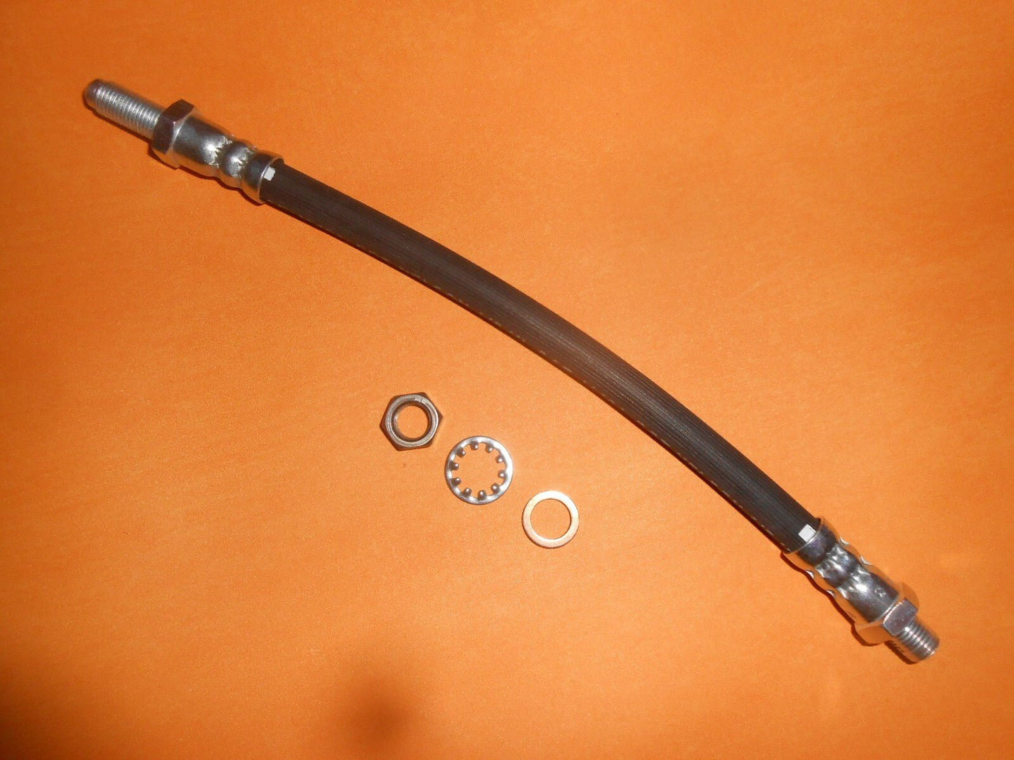 3/8" UNF IMPERIAL BRAKE HOSE (255mm total length) + locking nut & washer - Vroom Classics
