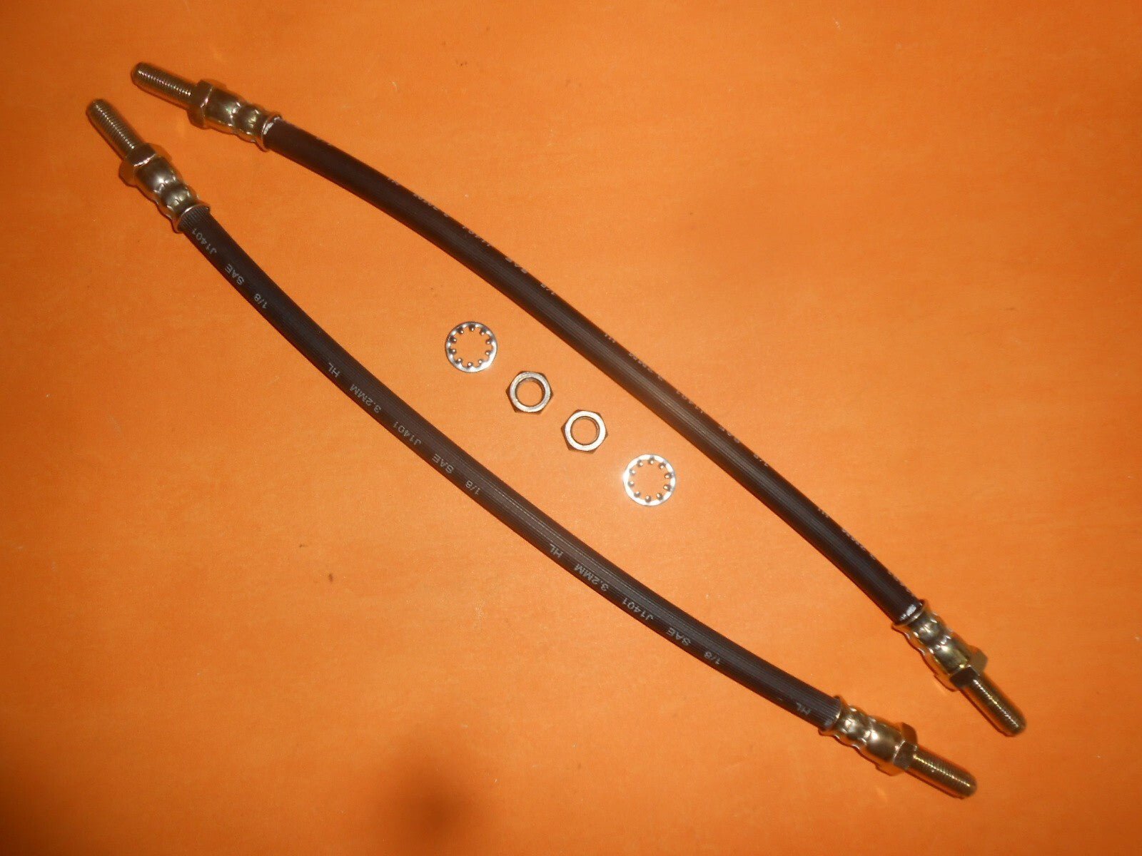 3/8" UNF x 370mm long HYDRAULIC FLEXIBLE BRAKE HOSES PAIR - Vroom Classics