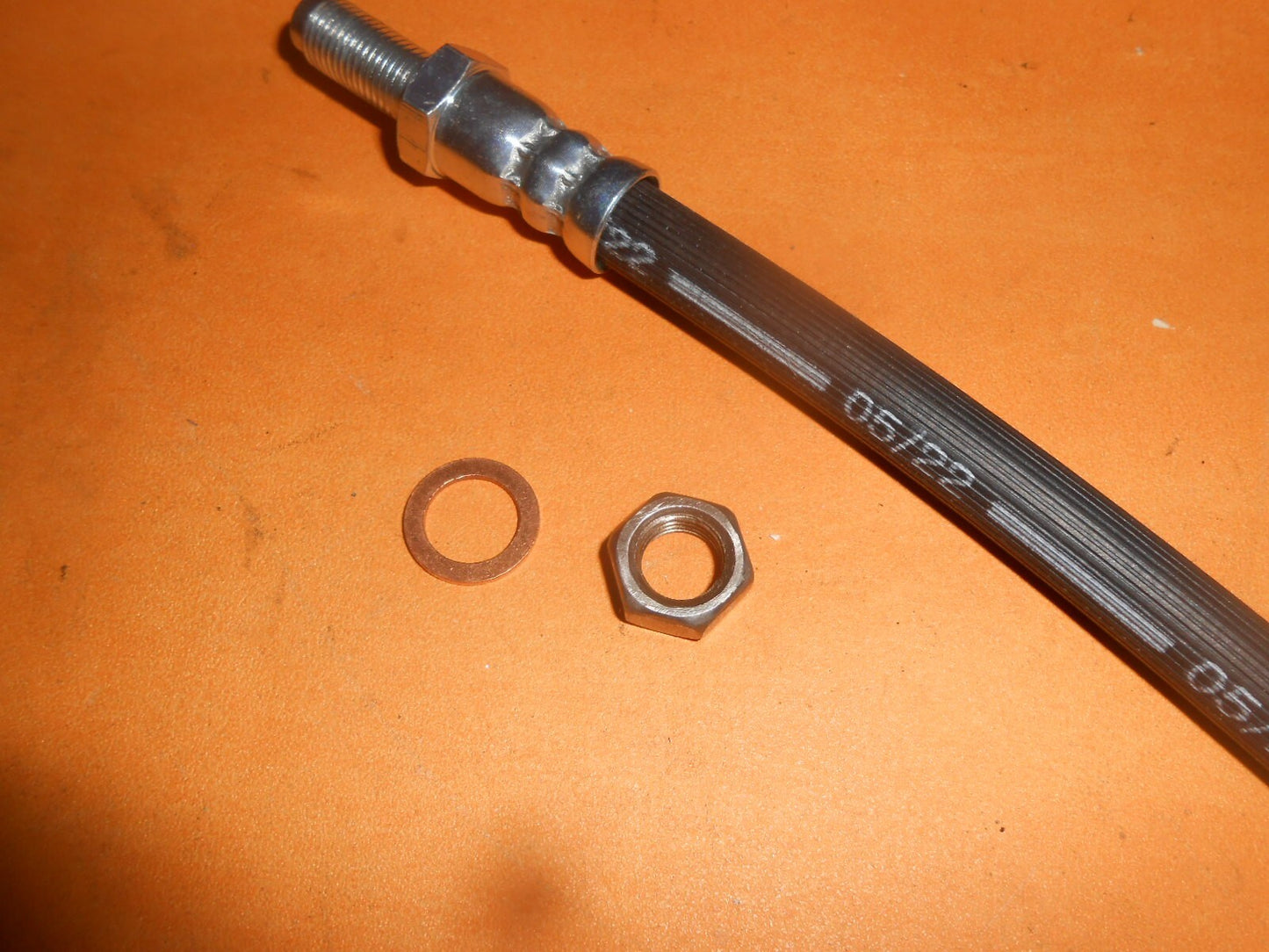 3/8" UNF 352mm long FLEXIBLE BRAKE HOSES PAIR + nuts & washers