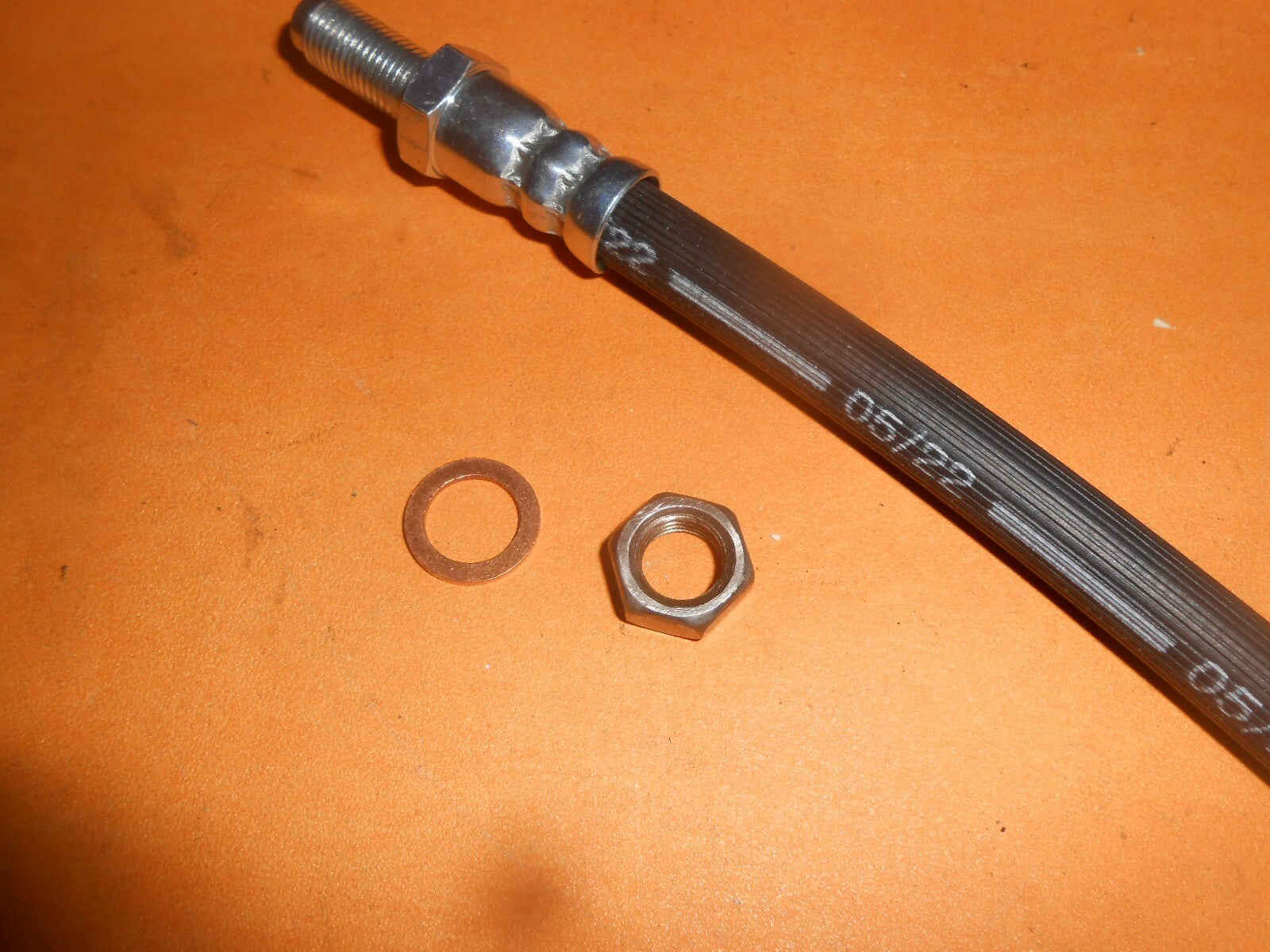 3/8" UNF 352mm long FLEXIBLE BRAKE HOSES PAIR + nuts & washers