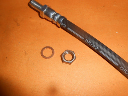 3/8" UNF 352mm long FLEXIBLE BRAKE HOSES PAIR + nuts & washers