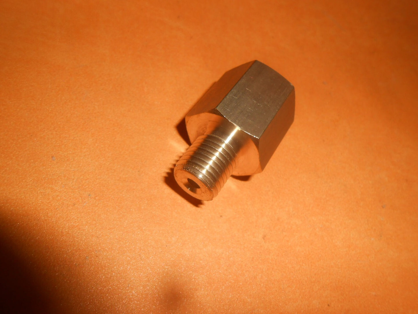 Brass Hydraulic brake or clutch pipe adapter 7/16" UNF male to 3/8" UNF female