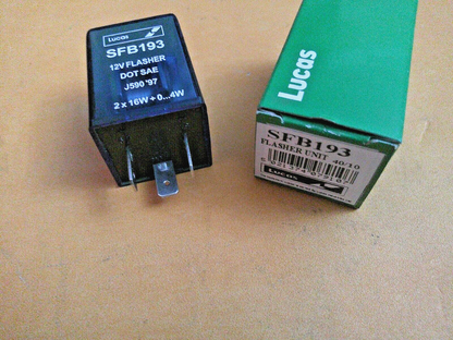 LUCAS FLASHER UNIT DOT SAE J590'97  12V 2 x 16W 3 PIN - Genuine Lucas SFB193