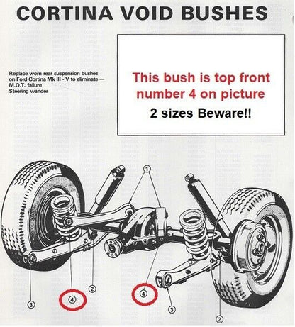 FORD CORTINA Mk4 Mk5(1977-82)REAR AXLE SUSPENSION, FRONT TOP BUSHES(PAIR)-EM1492