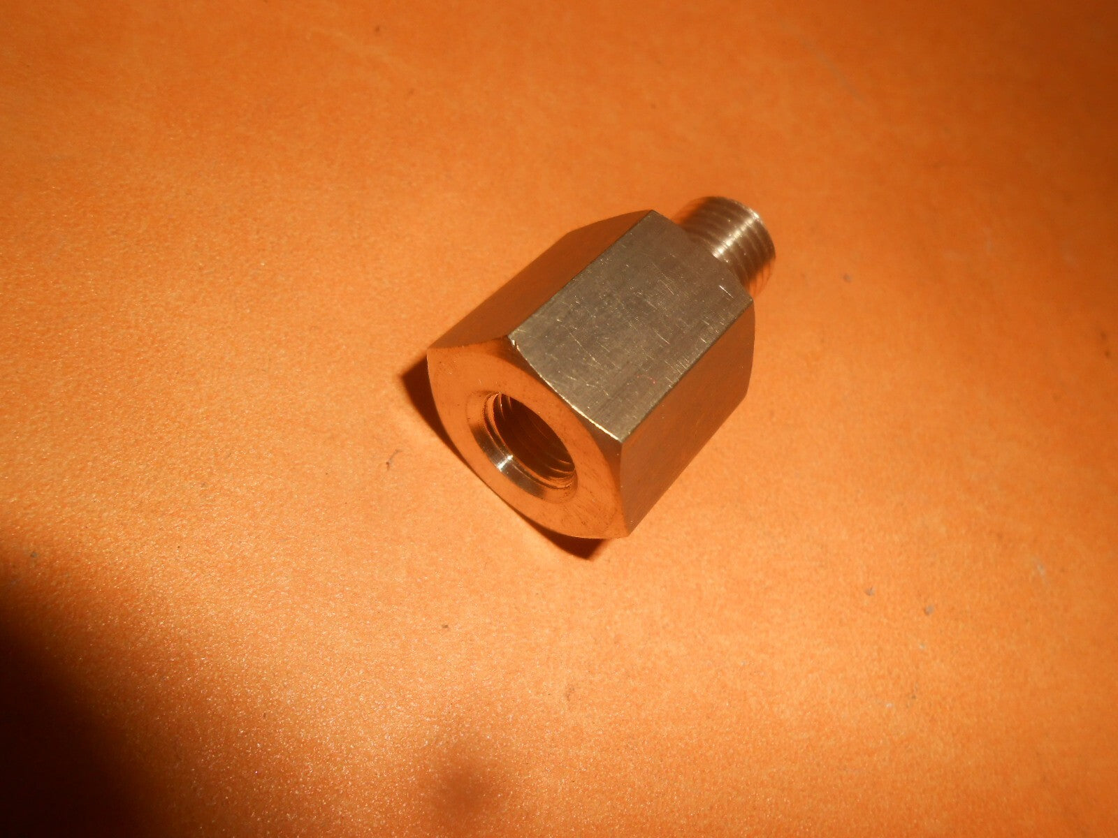 Brass Hydraulic brake or clutch pipe adapter 7/16" UNF male to 3/8" UNF female