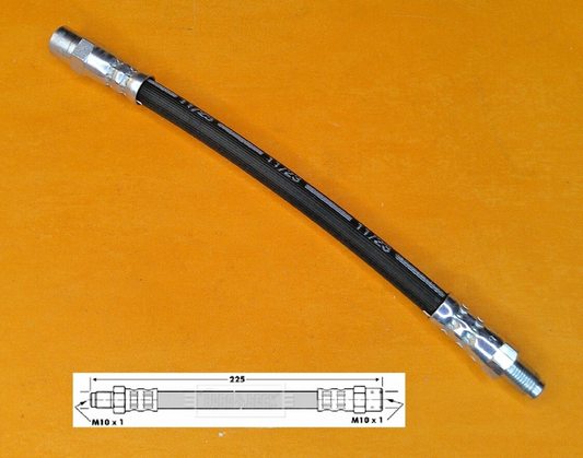 M10 x 1.0 METRIC FLEXIBLE BRAKE HOSE male & female ends - 225mm total length