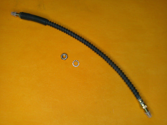 M10 x 470mm long METRIC BRAKE HOSE (ARMOURED) + locking nut & washer