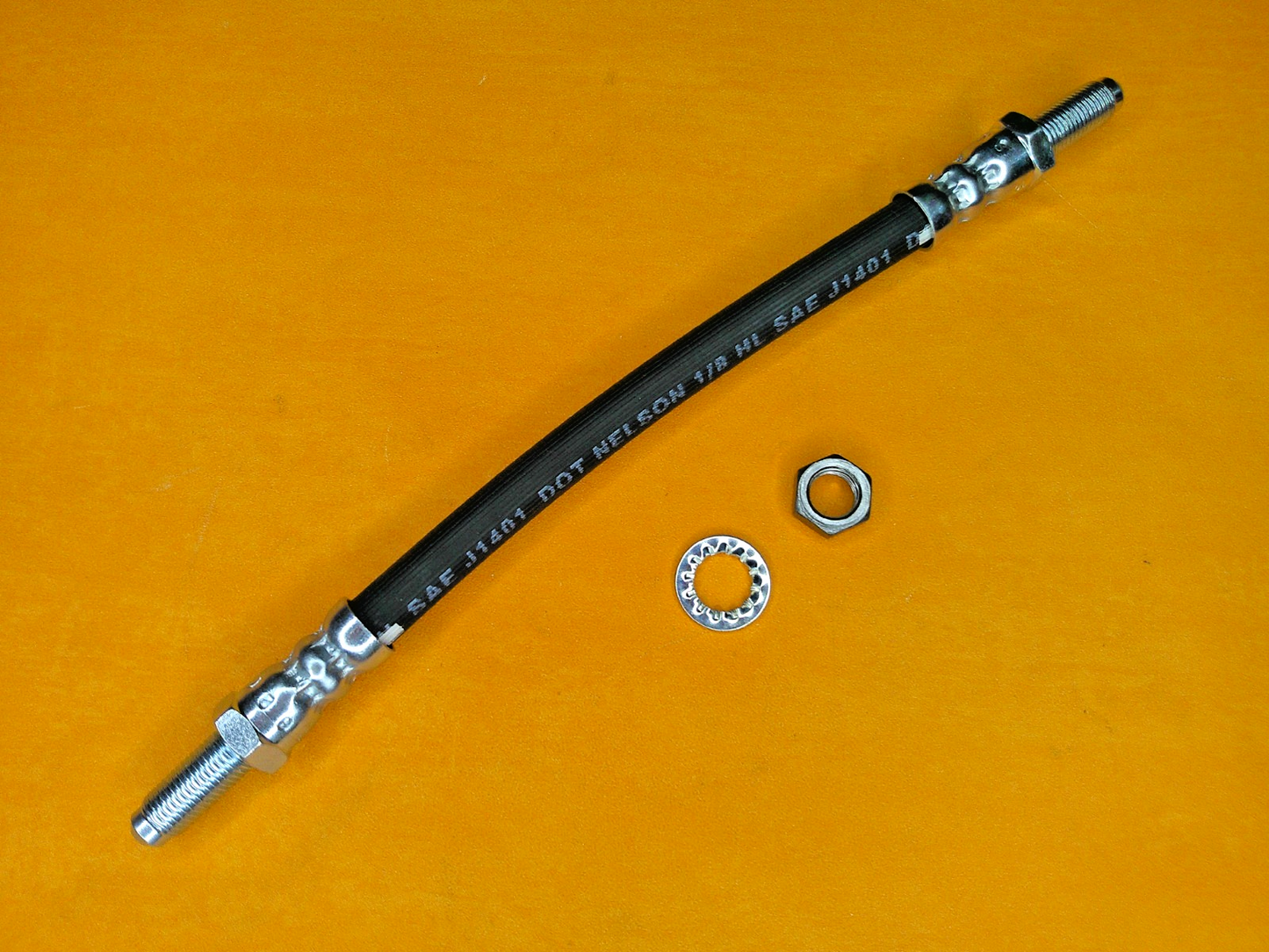 3/8" UNF x 230mm total length BRAKE HOSE + locking nut