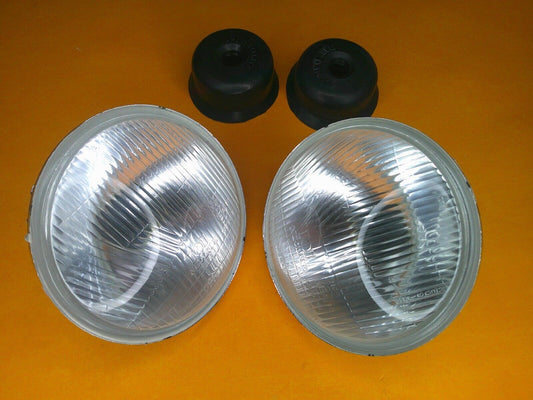 5 3/4" Light Unit HALOGEN H4 No Pilot Domed Glass PAIR HEAD LIGHT UNITS - RHD