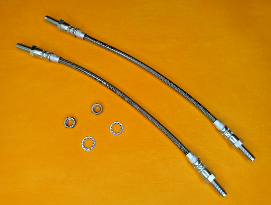 TRIUMPH SPITFIRE 1500 (1974-80) REAR STAINLESS BRAKE HOSES PAIR +locking nuts