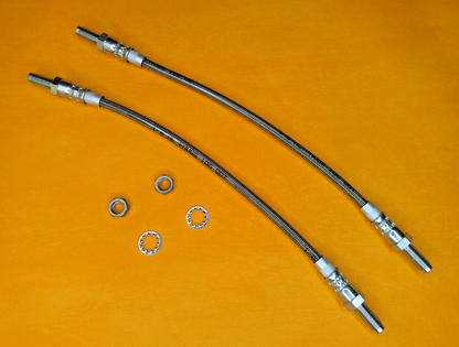 TRIUMPH SPITFIRE 1500 (1974-80) REAR STAINLESS BRAKE HOSES PAIR +locking nuts