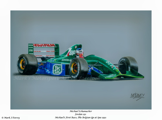 Michael Schumacher in the 1991 Jordan 191 - Limited Edition Giclee Print